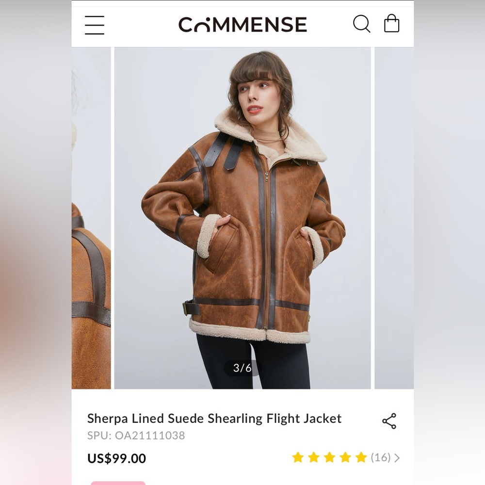 Never worn Aviator Sherpa Lined Suede Shearling Flight Jacket